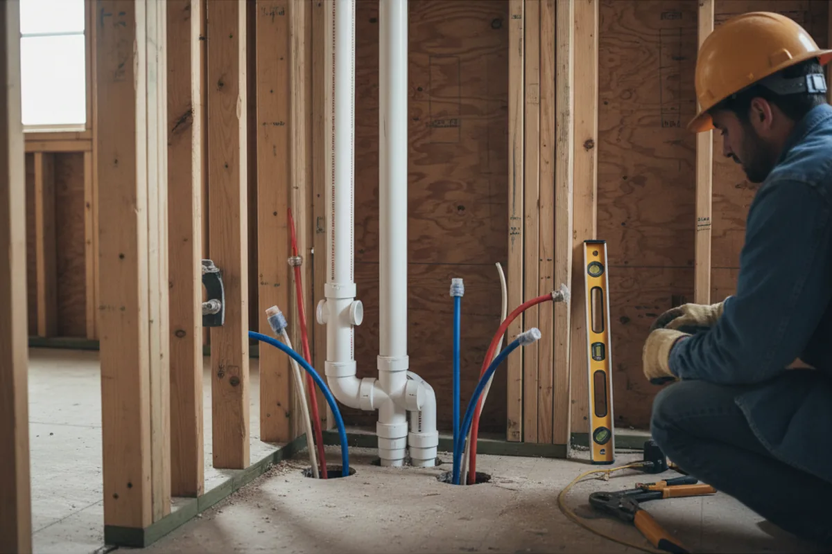 Drain and supply rough-in during Toilet Repair and Installation in Hopkins
